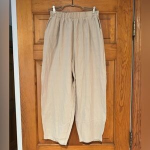 Women’s Fall Linen Elastic Waist Pants with Pockets